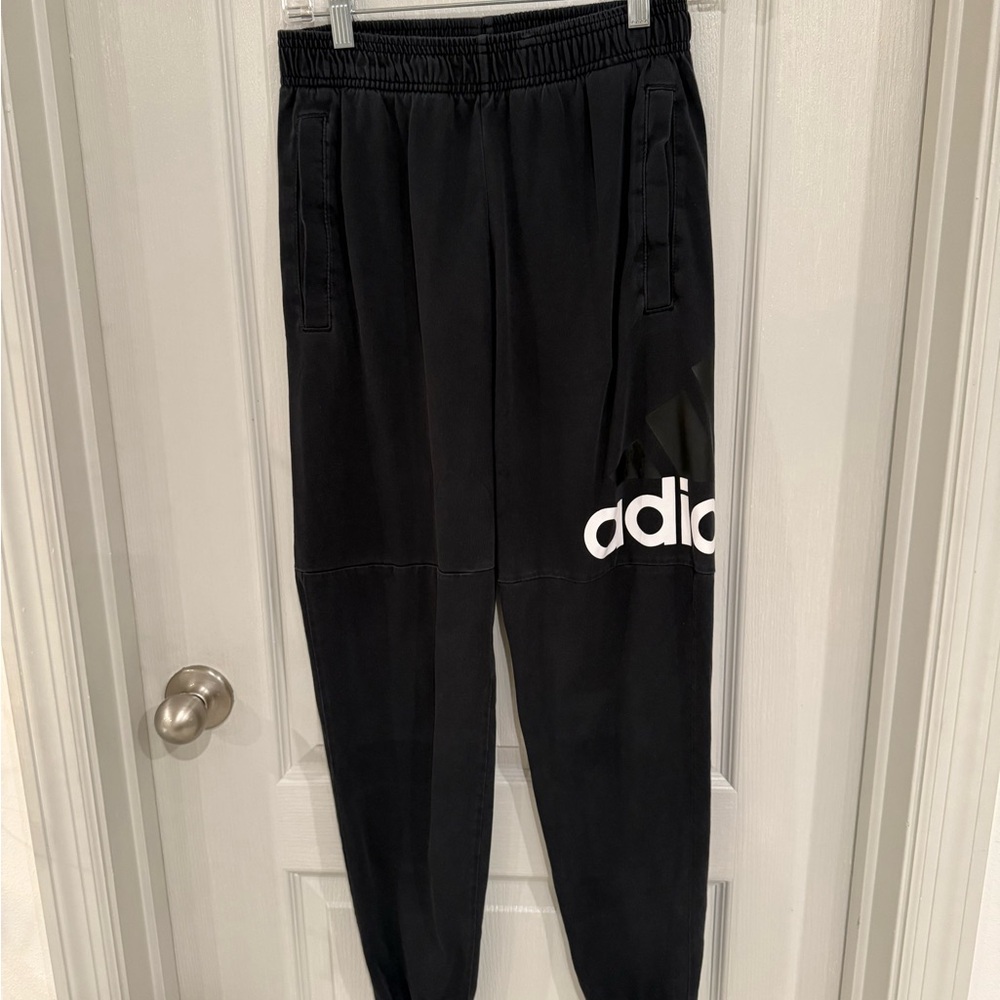 Adidas Black Joggers with White Logo